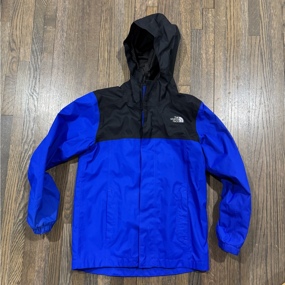 The North Face Blue and Black Hooded Rain Jacket